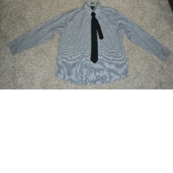 Mens Dress Shirt & Tie Set Black Checked XL Long Sleeve Point Collar Axcess - Picture 1 of 4